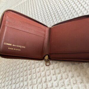 Comme Des Garcons Brown Leather Zippered Wallet